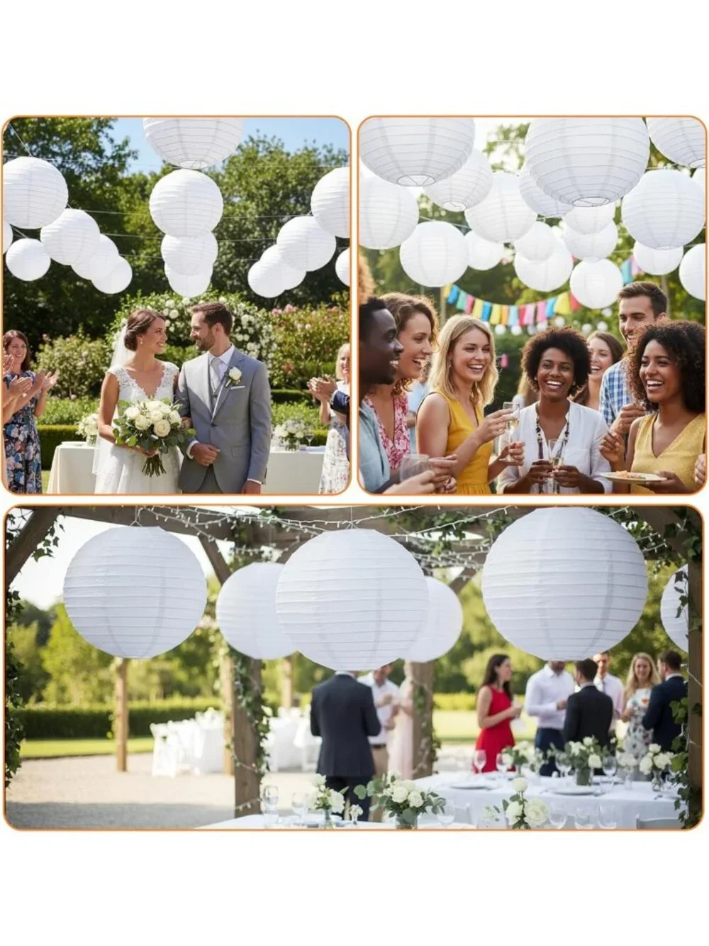 30Pcs White Paper Lanterns - 10